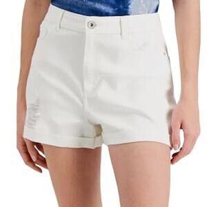 INC Women's Denim High Rise Convertible Ripped Jean Shorts White 16 33 - $60